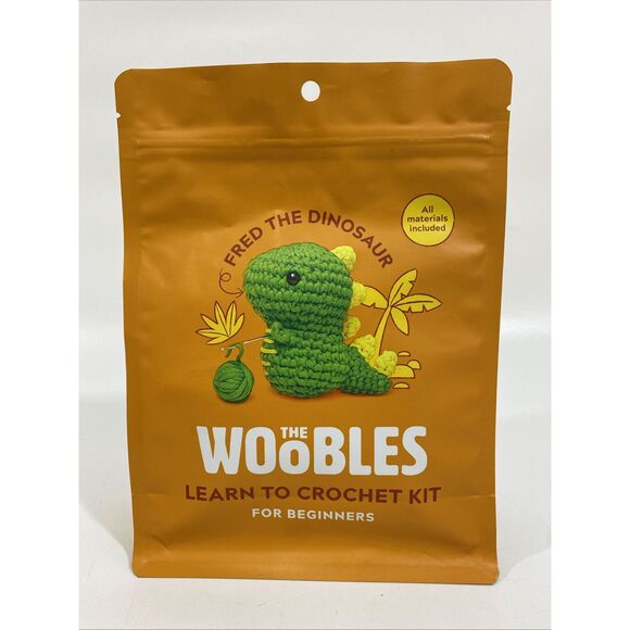 NEW/SEALED-THE WOOBLES LEARN TO CROCHET KIT FOR BEGINNERS-FRED THE DINOSAUR - Picture 1 of 4